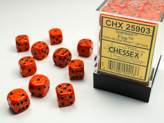 Speckled Fire 12mm d6 Dice Block (36 dice) (Chessex) (25903)