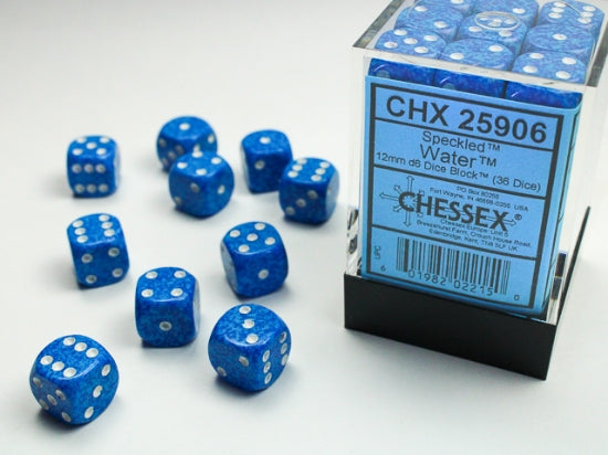 Speckled Water 12mm d6 Dice Block (36 dice) (Chessex) (25906)