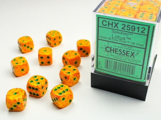 Speckled Lotus 12mm d6 Dice Block (36 dice) (Chessex) (25912)