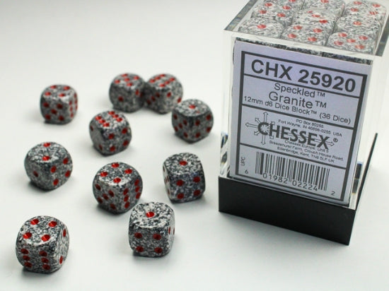 Speckled Granite 12mm d6 Dice Block (36 dice) (Chessex) (25920)