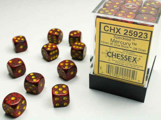 Speckled Mercury 12mm d6 Dice Block (36 dice) (Chessex) (25923)