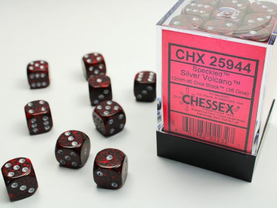 Speckled Silver Volcano 12mm d6 Dice Block (36 dice) (Chessex) (25944)