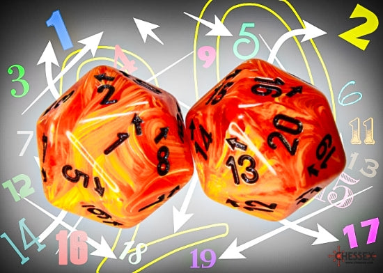 Vortex Orange/black Countup&down d20Single Die (1 piece) (Chessex) (XVUD03)