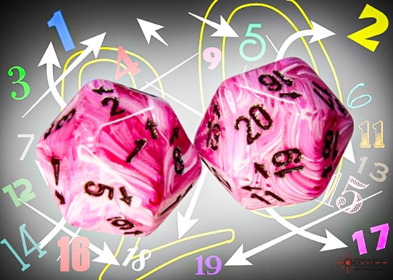 Vortex Pink/black Countup&down d20 Single die (1 piece) (Chessex) (XVUD20)