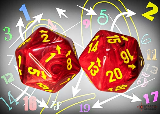 Vortex Red/yellow Countup&down d20 Single die (1 piece) (Chessex) (XVUD44)