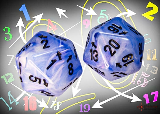 Vortex Ice Blue/black Countup&down d20Single die (1 piece) (Chessex) (XVUD56)