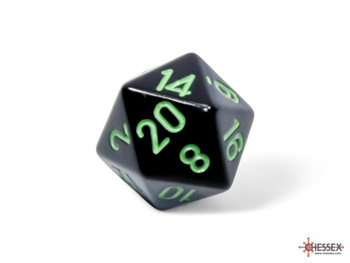 Opaque Black/green Polyhedral 7-Dice Set (Chessex) (25458)