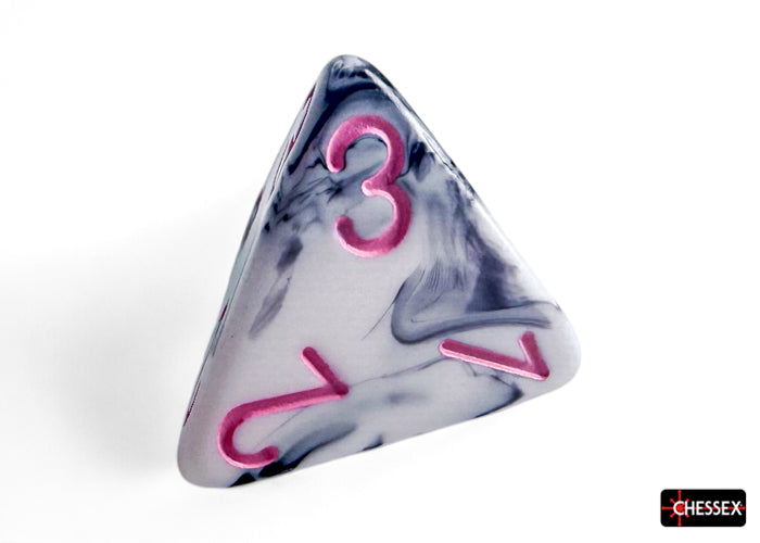 Gemini Black-White/pink Polyhedral 7-Dice Set (Chessex) (26469)