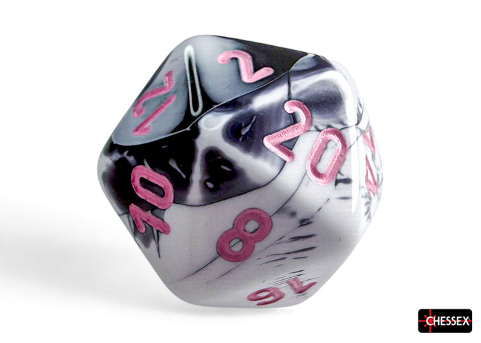 Gemini Black-White/pink Polyhedral 7-Dice Set (Chessex) (26469)