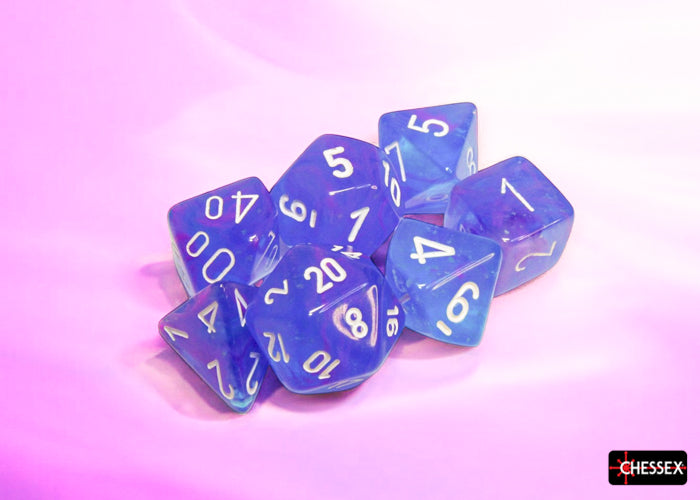 Nebula Aura/white Luminary Polyhedral 7-Dice Set (Chessex) (27567)