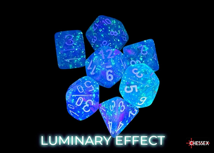 Nebula Aura/white Luminary Polyhedral 7-Dice Set (Chessex) (27567)