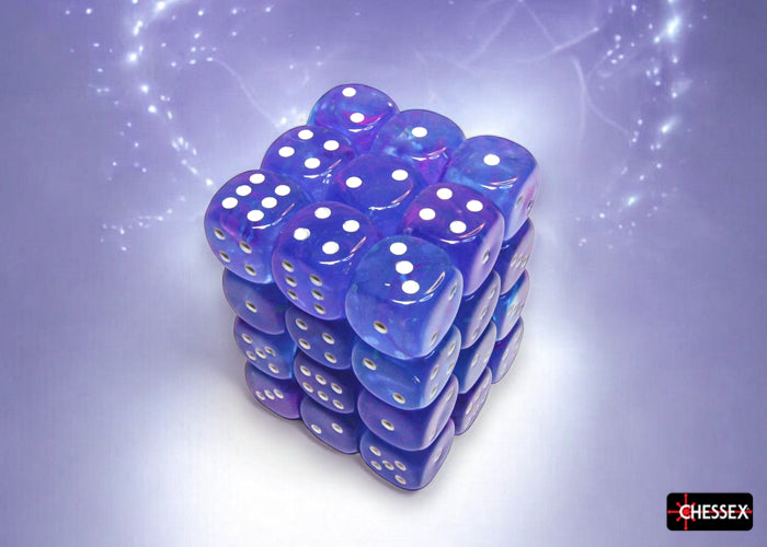 Nebula Aura/white Luminary 12mm d6 Dice Block (36 dice) (Chessex) (27967)
