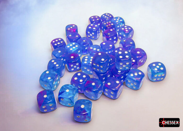 Nebula Aura/white Luminary 12mm d6 Dice Block (36 dice) (Chessex) (27967)