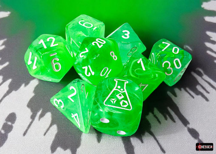 Nebula Gelatinous/white Polyhedral 7-Dice Set (with bonus die) (Chessex) (30074)