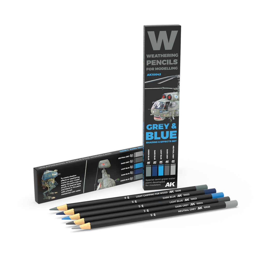 Weathering Pencils: Grey & Blue Shading & Effects Set (AK Interactive) (AK10043)