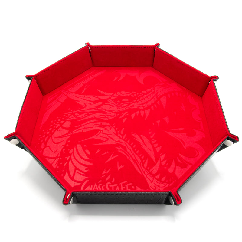 CritStones Foldable Dice Tray - XL Dragon Skin Edition, Red