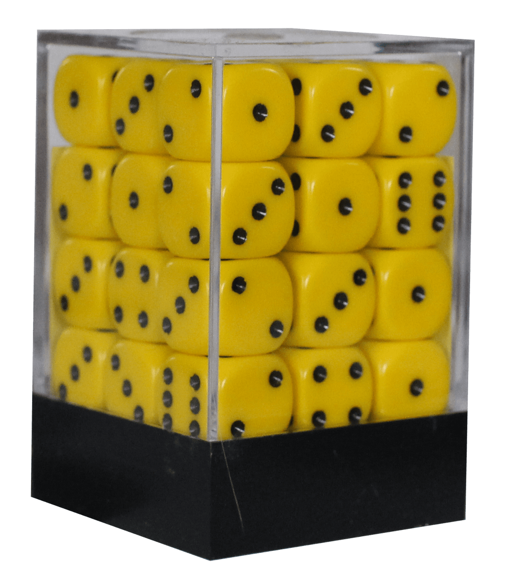 Opaque 12mm D6 gul m/sort terninger (Chessex)(25802)