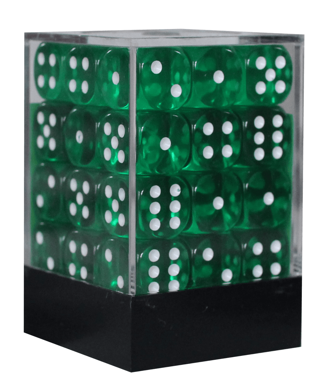 Translucent 12mm D6 grøn m/hvid terninger (Chessex) (23805)