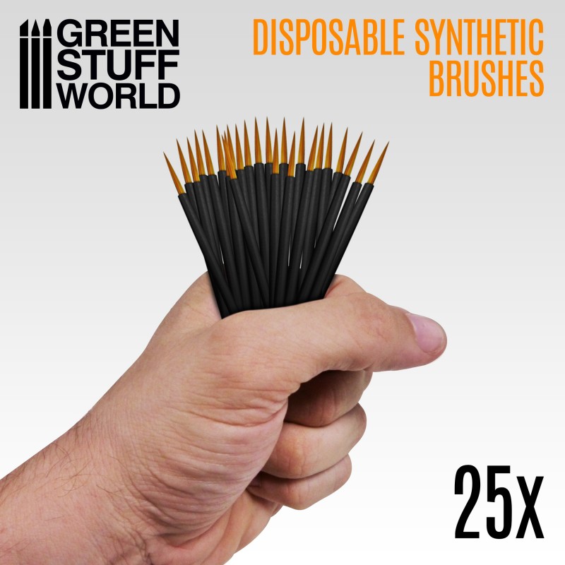 25x Disposable Synthetic Brushes (Green Stuff World)