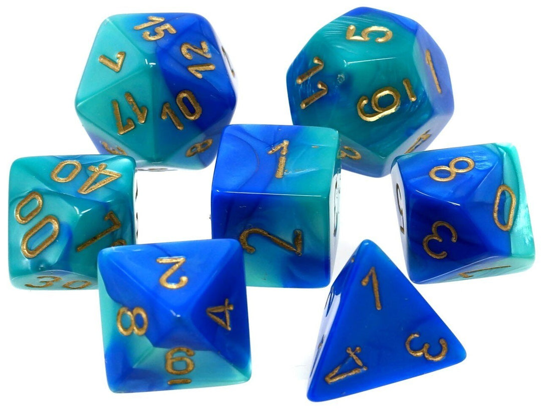 Gemini - Blue-Teal/gold - 7-Die Set (26459) - Chessex