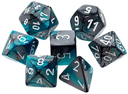 Gemini - Steel-Teal/white - 7-Die Set (26456) - Chessex