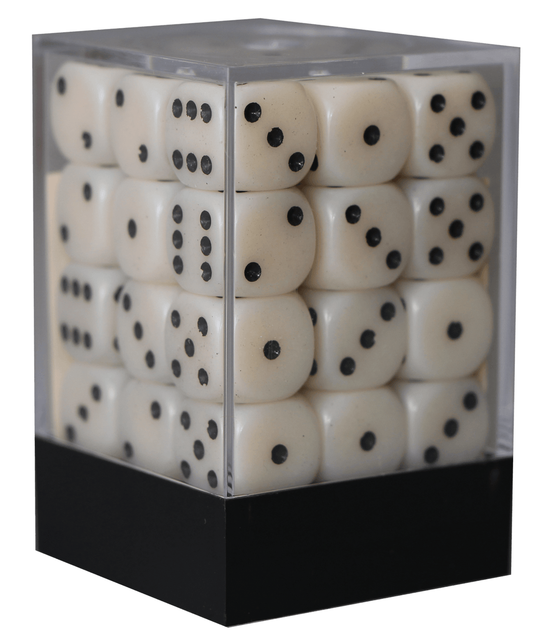 Opaque 12mm D6 elfenben m/sort terninger (Chessex)(25800)