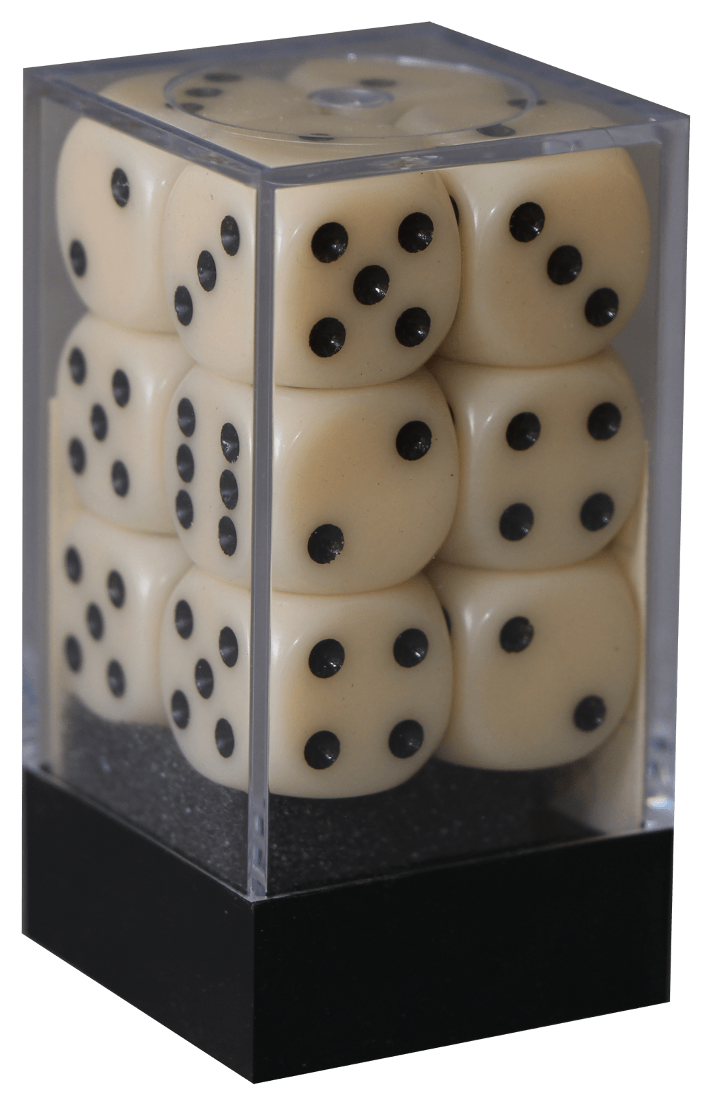 Opaque 16mm D6 elfenben m/sort terninger (25600) (Chessex)