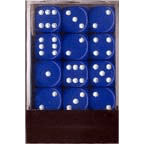 Opaque 12mm D6 blå m/hvid terninger (25806) (Chessex)