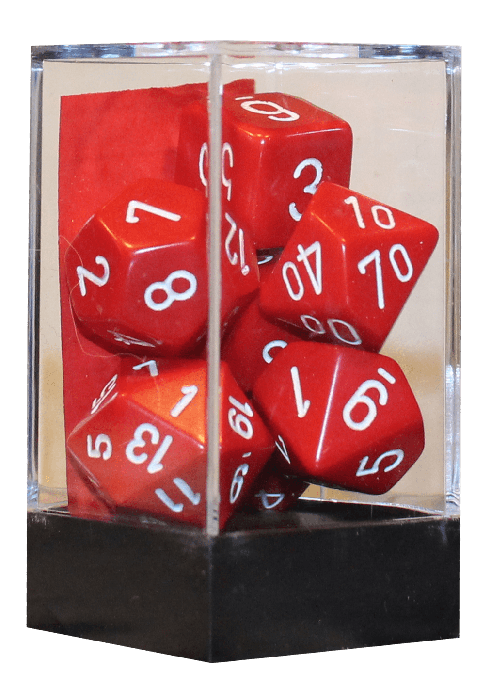 Opaque rollespilsterninger rød m/hvid (Chessex)(25404)