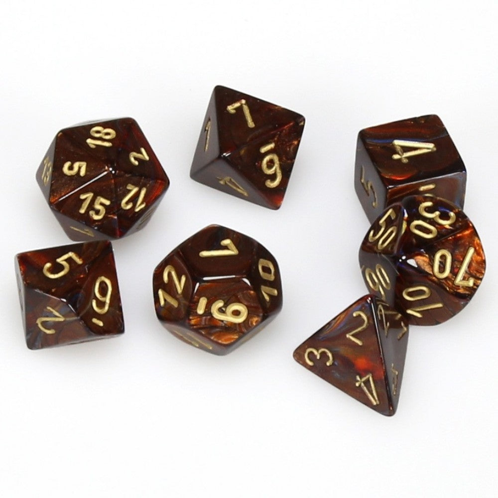 Scarab - Blue Blood/gold - Polyhedral 7-Die Set (27419) - Chessex