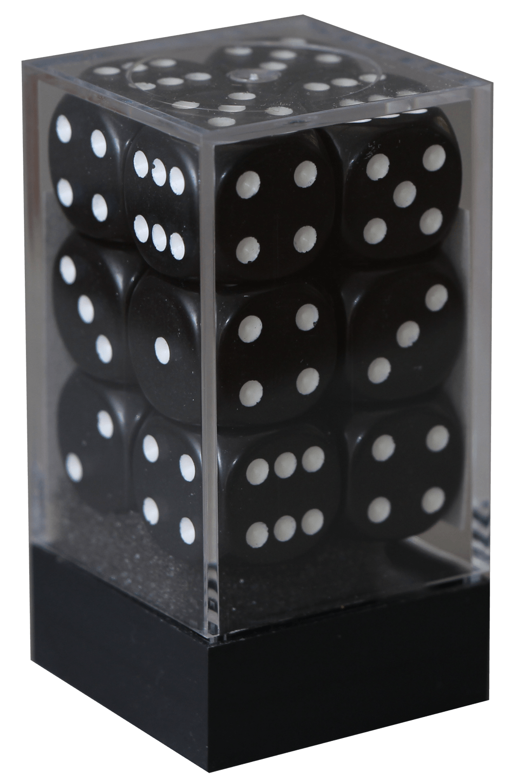 Opaque 16mm D6 sort m/hvid terninger (25608) (Chessex)