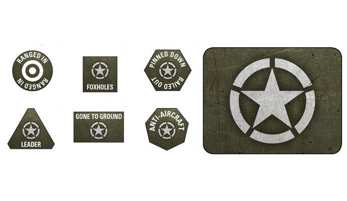 Flames of War: American LW Tokens (x20) & Objectives (x2) (US907)