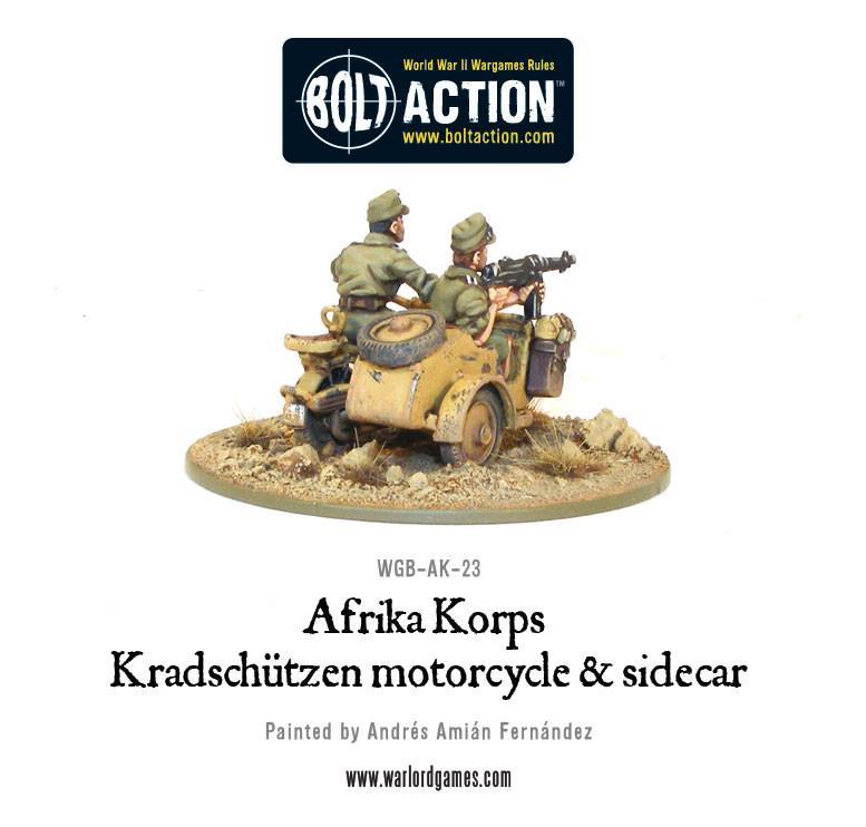 Bolt Action: Afrika Korps Kradschutzen motorcycle and sidecar