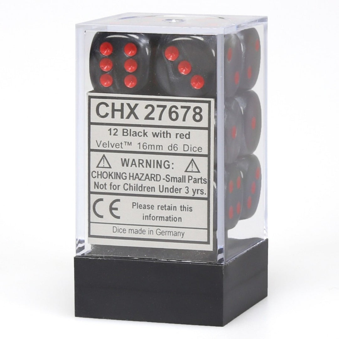 Velvet 16mm d6 Black/red (Chessex) (27678)