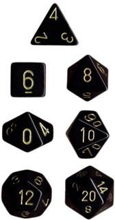 Opaque rollespilsterninger sort m/guld (Chessex) (25428)