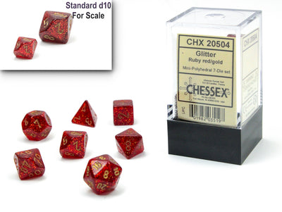 Glitter Mini-hedral Ruby Red/gold 7-Die Set (Chessex) (20504)