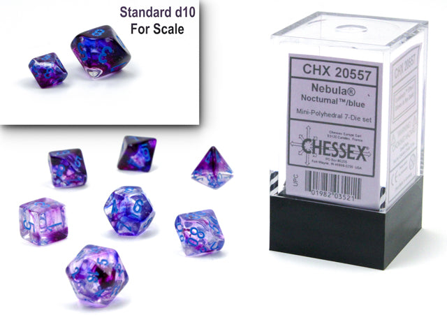 Nebula Mini-hedral Nocturnal/blue Luminary 7-Die Set (Chessex) (20557)