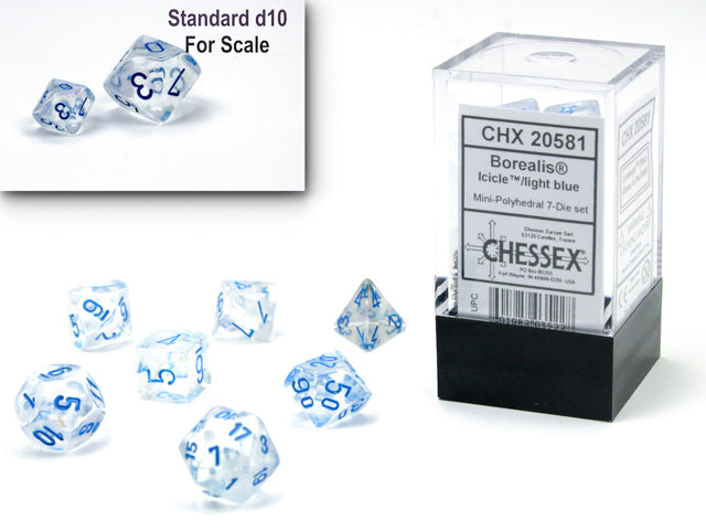 Borealis Mini-hedral Icicle/light blue Luminary 7-Die (Chessex) (20581)