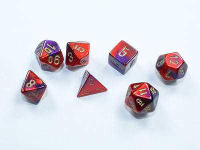 Gemini Mini-hedral Purple-Red/gold 7-Die Set (Chessex) (20626)