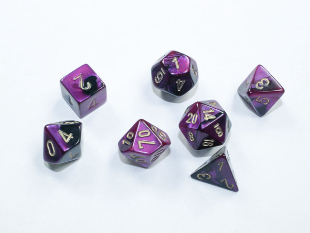 Gemini Mini-hedral Black-Purple/gold 7-Die Set (Chessex) (20640)