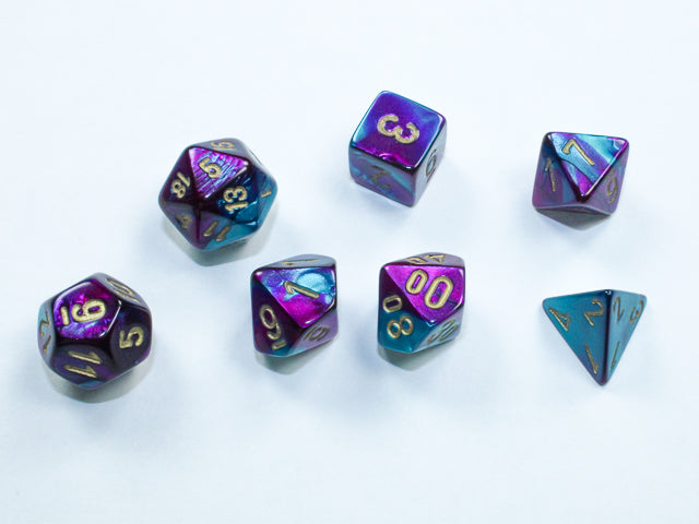 Gemini Mini-hedral Purple-Teal/gold 7-Die Set (Chessex) (20649)