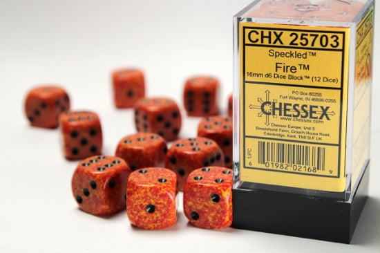 Speckled Fire 16mm d6 Dice Block (12 dice) (Chessex) (25703)