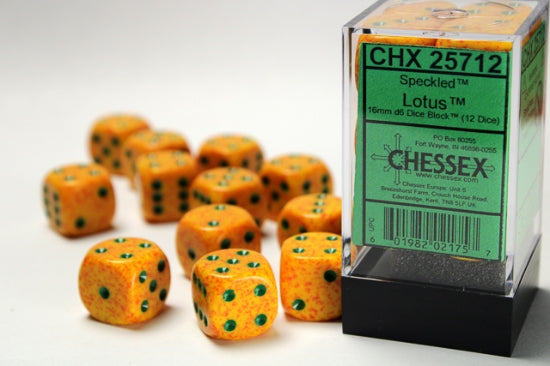 Speckled Lotus 16mm d6 Dice Block (12 dice) (Chessex) (25712)