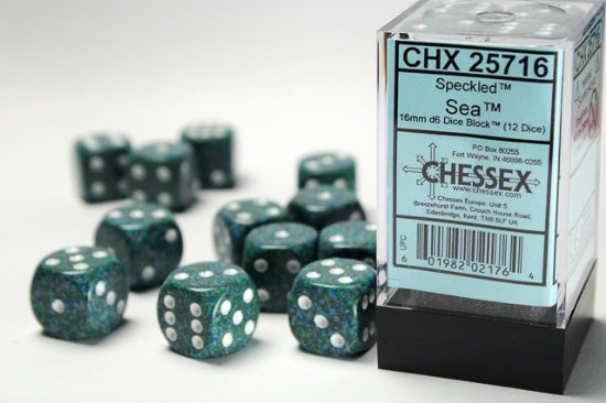 Speckled Sea 16mm d6 Dice Block (12 dice) (Chessex) (25716)