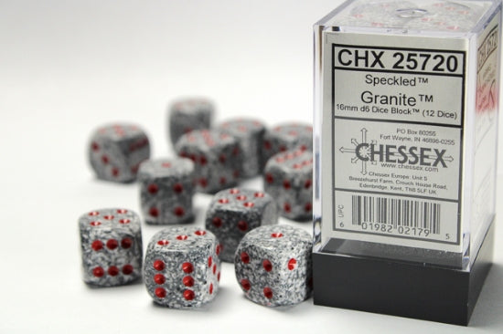 Speckled Granite 16mm d6 Dice Block (12 dice) (Chessex) (25720)