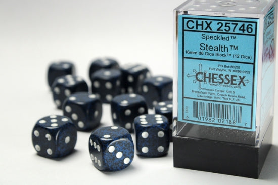 Speckled Stealth 16mm d6 Dice Block (12 dice) (Chessex) (25746)