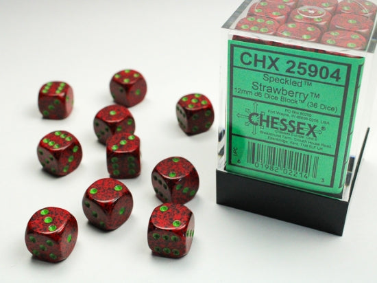 Speckled Strawberry 12mm d6 Dice Block (36 dice) (Chessex) (25904)