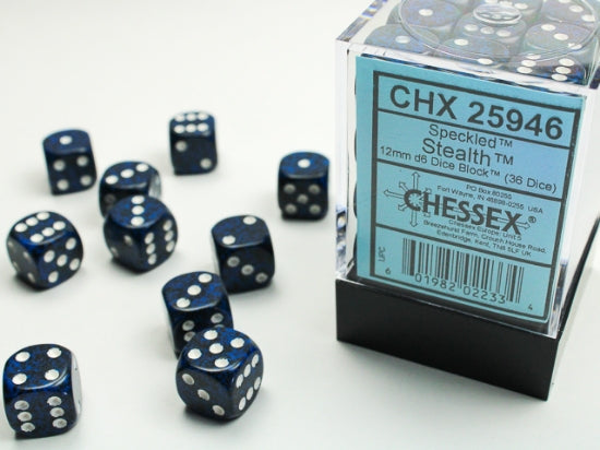 Speckled Stealth 12mm d6 Dice Block (36 dice) (Chessex) (25946)