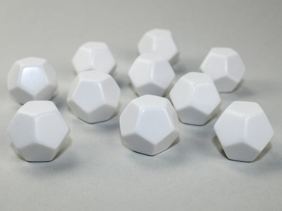 Opaque Polyhedral Bag of 10 Blank White d12 Dice (Chessex) (29035)