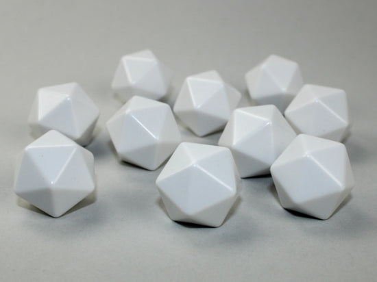 Opaque Polyhedral Bag of 10 Blank White d20 Dice (Chessex) (29036)